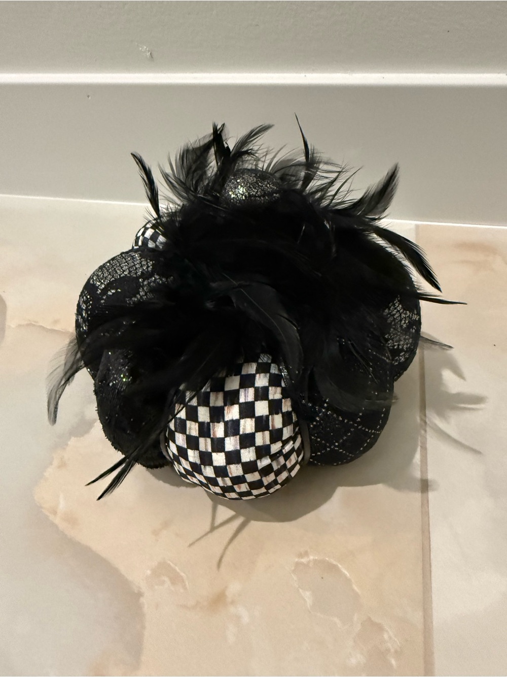 Black Feathered Mackenzie childs pumkin